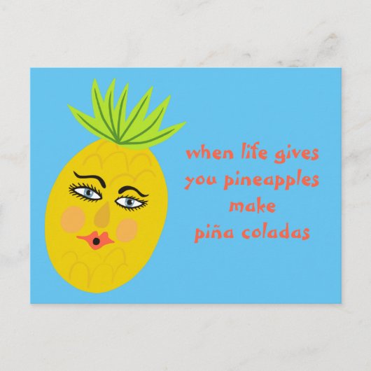 Piña Coladas Whimsical Pineapple Briefkaart (Voorkant)