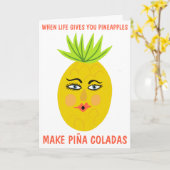 PINA COLADAS Whimsical Sweet Pineappel Custom Kaart (Gele Bloem)