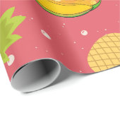 piña , papaja - fruitpatroon cadeaupapier (Rol Hoek)