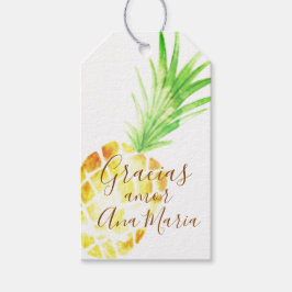 Piña tropical "infundida de amor" personalizada cadeaulabel