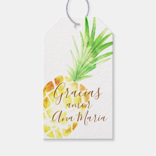 Piña tropical "infundida de amor" personalizada cadeaulabel (Voorkant)