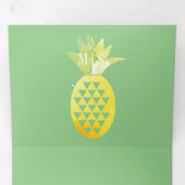 Pina Waterverf Pineapple Fruit Tropic Wedding Drieluik Uitnodiging (Binnenzijde eerst)