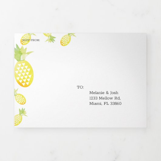 Pina Waterverf Pineapple Fruit Tropic Wedding Drieluik Uitnodiging (Cover)