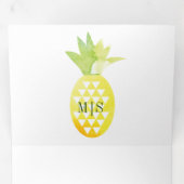 Pina Waterverf Pineapple Fruit Tropic Wedding Drieluik Uitnodiging (Binnenzijde eerst)