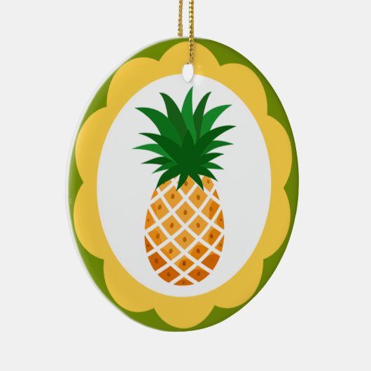 Pinapple en Flamingo Bird Keramisch Ornament (Rechts)