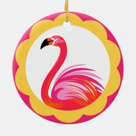 Pinapple en Flamingo Bird Keramisch Ornament (Achterkant)