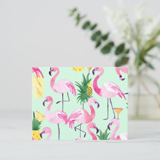 Pinapple Flamingo Briefkaart (Staand voorkant)