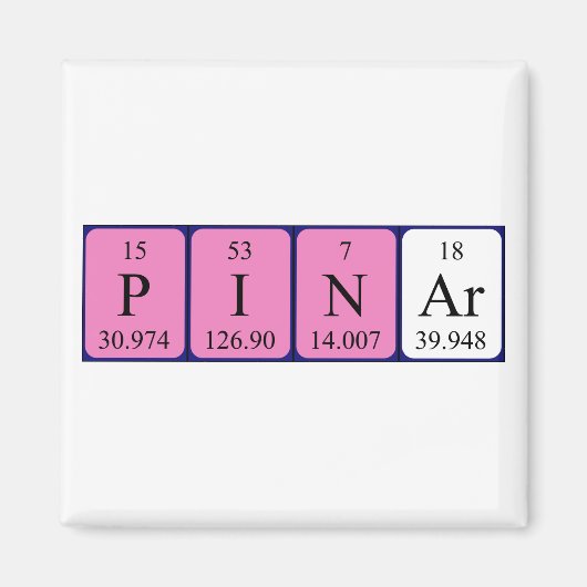 Pinar periodieke table name magnet (Voorkant)