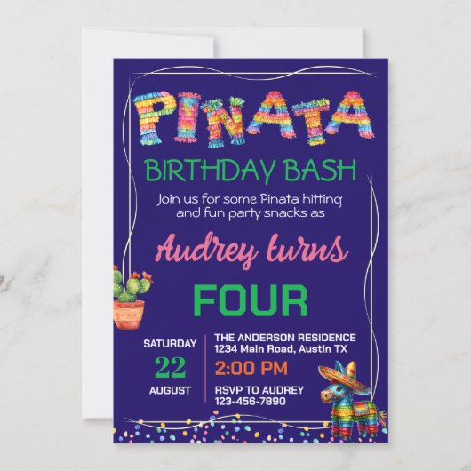 Pinata Birthday Bash Kaart (Voorkant)