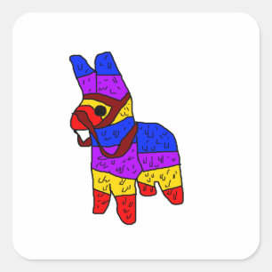 Piñata Cartoon Mexico Fiesta Horse Vierkante Sticker