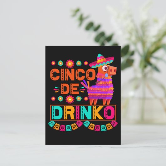 Pinata Cinco De Mayo Celebration Drink Briefkaart (Staand voorkant)