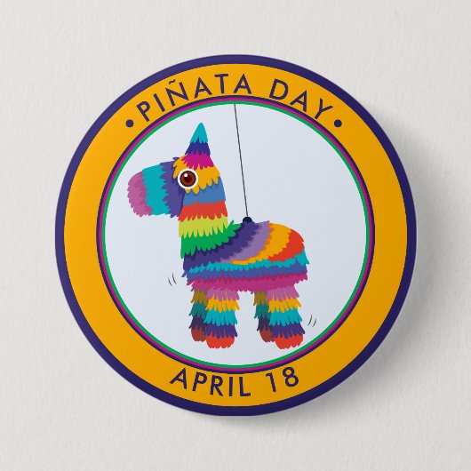 Pinata Day, cartoon donkey piñata Ronde Button 7,6 Cm (Voorkant)