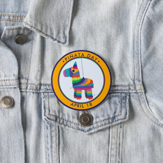 Pinata Day, cartoon donkey piñata Ronde Button 7,6 Cm (In situ)