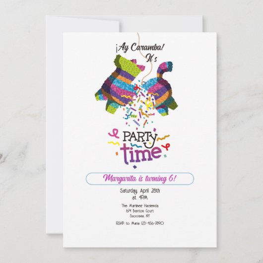 Piñata Feestje  Kaart (Voorkant)