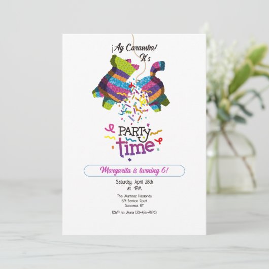 Piñata Feestje  Kaart (Staand voorkant)