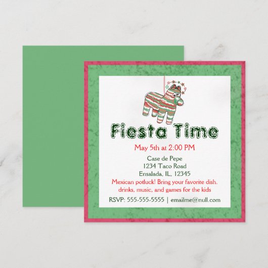 Pinata Fiesta Party-uitnodigingen Kaart (Voorkant / Achterkant)