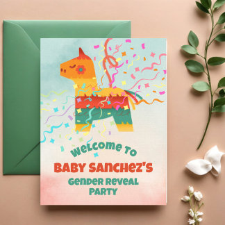 Pinata Gender Reveal Party Kaart