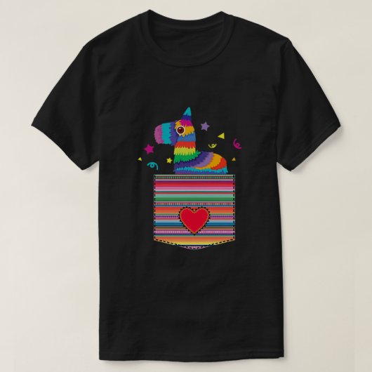 Pinata in Serape Blanket Pocket Mexican Fiesta Cin T-shirt (Design voorkant)