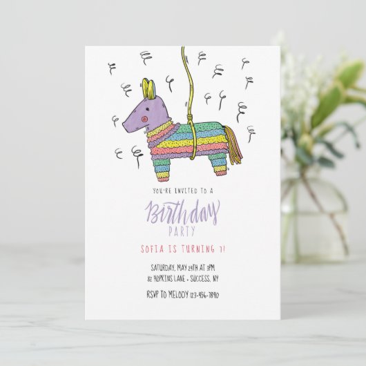 Piñata Invitation Kaart (Staand voorkant)