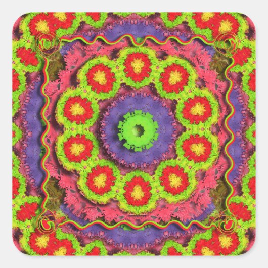 Piñata Kaleidoscoop Abstract Vierkante Sticker (Voorkant)
