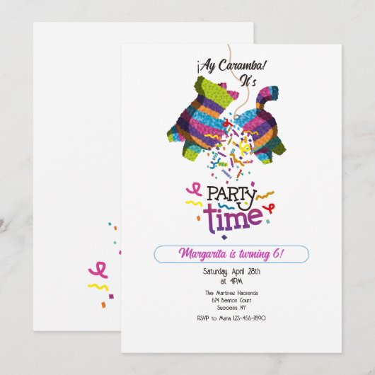 Piñata Party Kaart (Voorkant / Achterkant)