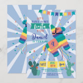 Piñata Verjaardagsfeestje Blauw Fiesta Kinder Mexi Kaart (Voorkant / Achterkant)