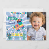 Piñata Verjaardagsfeestje Blauwe Fiesta Mexicaanse Kaart (Voorkant)