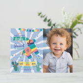 Piñata Verjaardagsfeestje Blauwe Fiesta Mexicaanse Kaart (Staand voorkant)