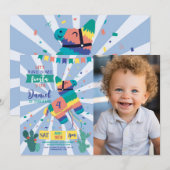 Piñata Verjaardagsfeestje Blauwe Fiesta Mexicaanse Kaart (Voorkant / Achterkant)