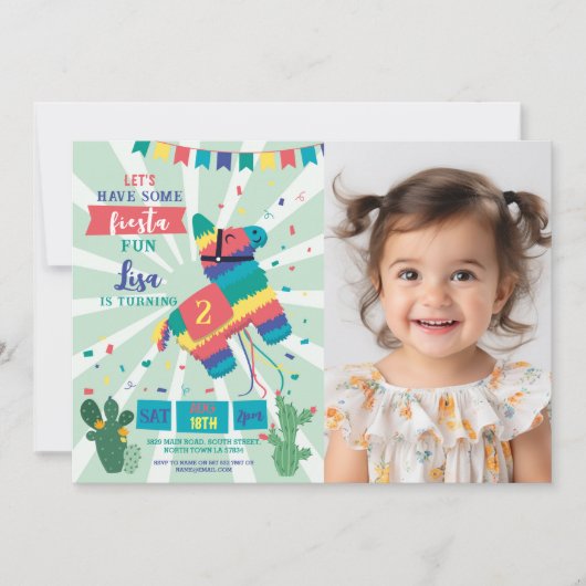 Piñata Verjaardagsfeestje Fiesta Meisje Jongen Mex Kaart (Voorkant)
