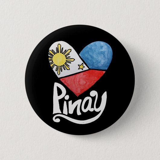 Pinay Filippijnen Flag Heart Filipina Ronde Button 5,7 Cm (Voorkant)