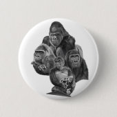 Pinback button缶バッジ GorillaFamily @ゴリラ家族GorillaLife Ronde Button 5,7 Cm (Voorkant)