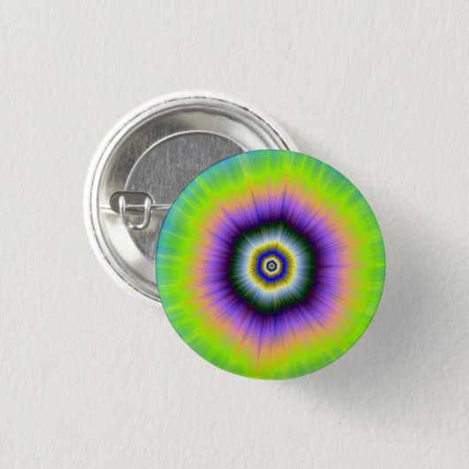Pinback Button Explosion in Yellow and Violet (Voorkant /achterkant)