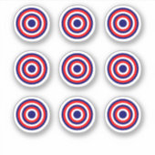 Pinball Blauw/Rood/Wit Bullseye Ronde Sticker (Voorkant)