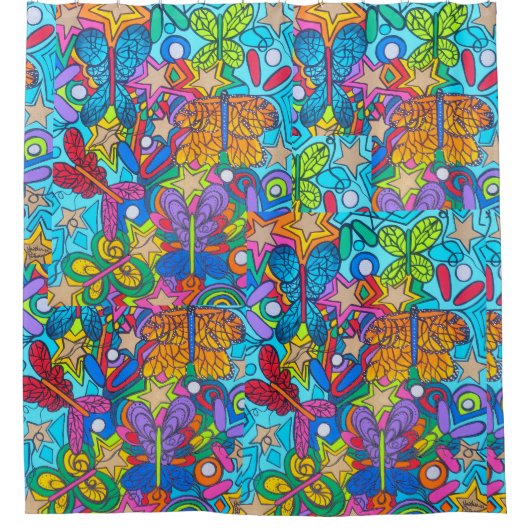 Pinball Brain Butterfly Superstar Douchegordijn (Voorkant)