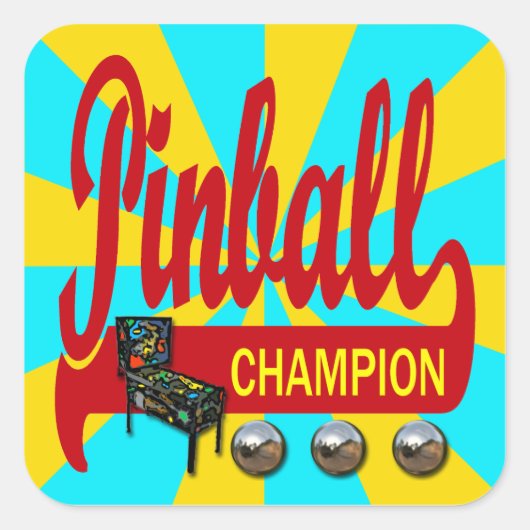 Pinball Champion Vierkante Sticker (Voorkant)