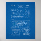 Pinball Game Patent - Blueprint Poster (Voorkant)