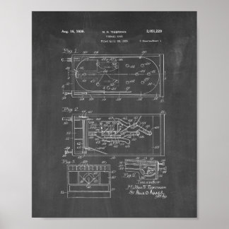 Pinball Game Patent - Chalkboard Poster