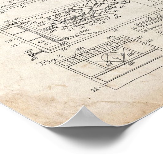 Pinball Game Patent - Oude look Poster (Hoek)