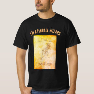 Pinball Lover's blauwdruk patentontwerp T-shirt