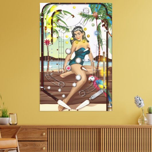 Pinball Machine-spel Canvas Afdruk (Insitu (Woonkamer))