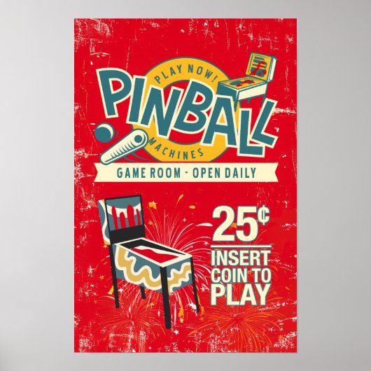 Pinball Machines Game Room Poster #15 (Voorkant)