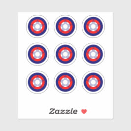 Pinball Rood/Wit/Blauw "Star" Ronde Doel Sticker