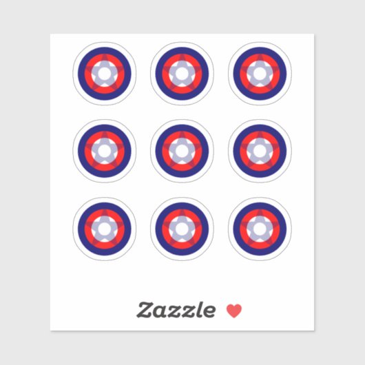 Pinball Rood/Wit/Blauw "Star" Ronde Doel Sticker (Vel)