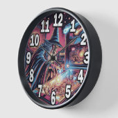 Pinball Speler Wandklok met Houten Lijst #2 (Hoek)