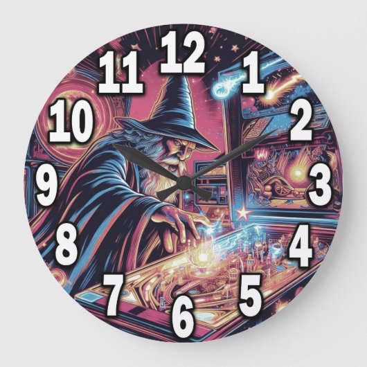 Pinball Tovenaar Speler Acryl Ronde Wandklok #2 (Voorkant)