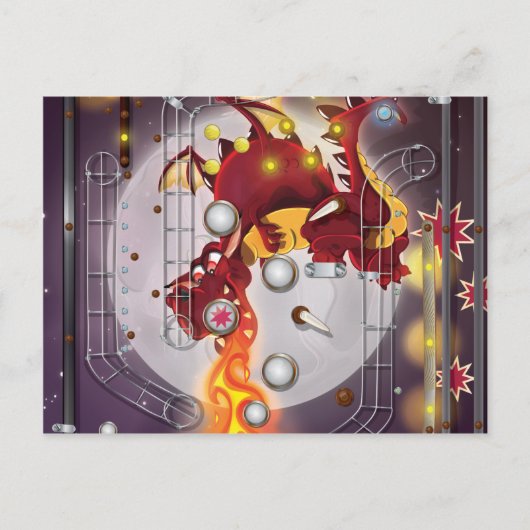 Pinballmachine Draak Briefkaart (Voorkant)