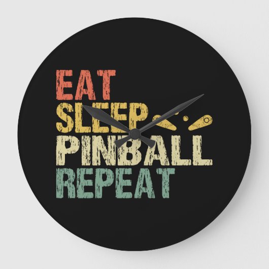Pinbalmachine Arcade Retro Eat Sleep Grote Klok (Voorkant)