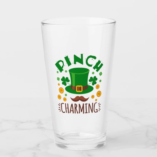Pinch Charming Funny St Patricks Day Mannen Jongen Glas (Voorkant)