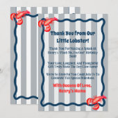 Pinch Me, I'm One lobster 1st Birthday  Bedankkaart (Voorkant / Achterkant)